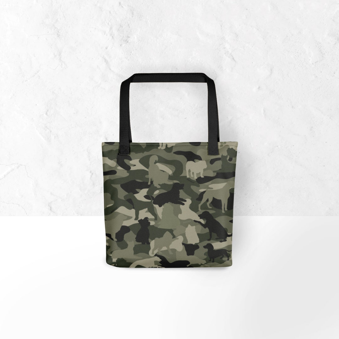 Classic Green Dog & Bone Camo Printed Tote - Etsy