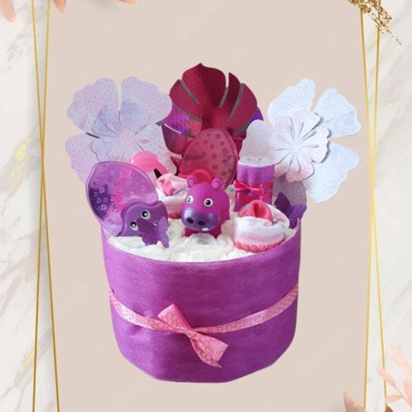 GATEAU DE COUCHES - Mini Floral Violet & Rose