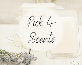Wax Melts | Pick 4 Scents Wax Melts | Strongly Scented | Wax Warmer/Burner | Gift Idea | Hand Poured | Year Round | Holiday | Winter