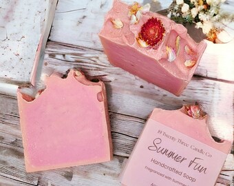 Handcrafted Soap-Summer Fun-Artisan Soap-Gift for Her-Gift Idea-Baby Shower Favor-Wedding Favor-Vegan Soap-Cold Process-Bath Soap-Body Soap