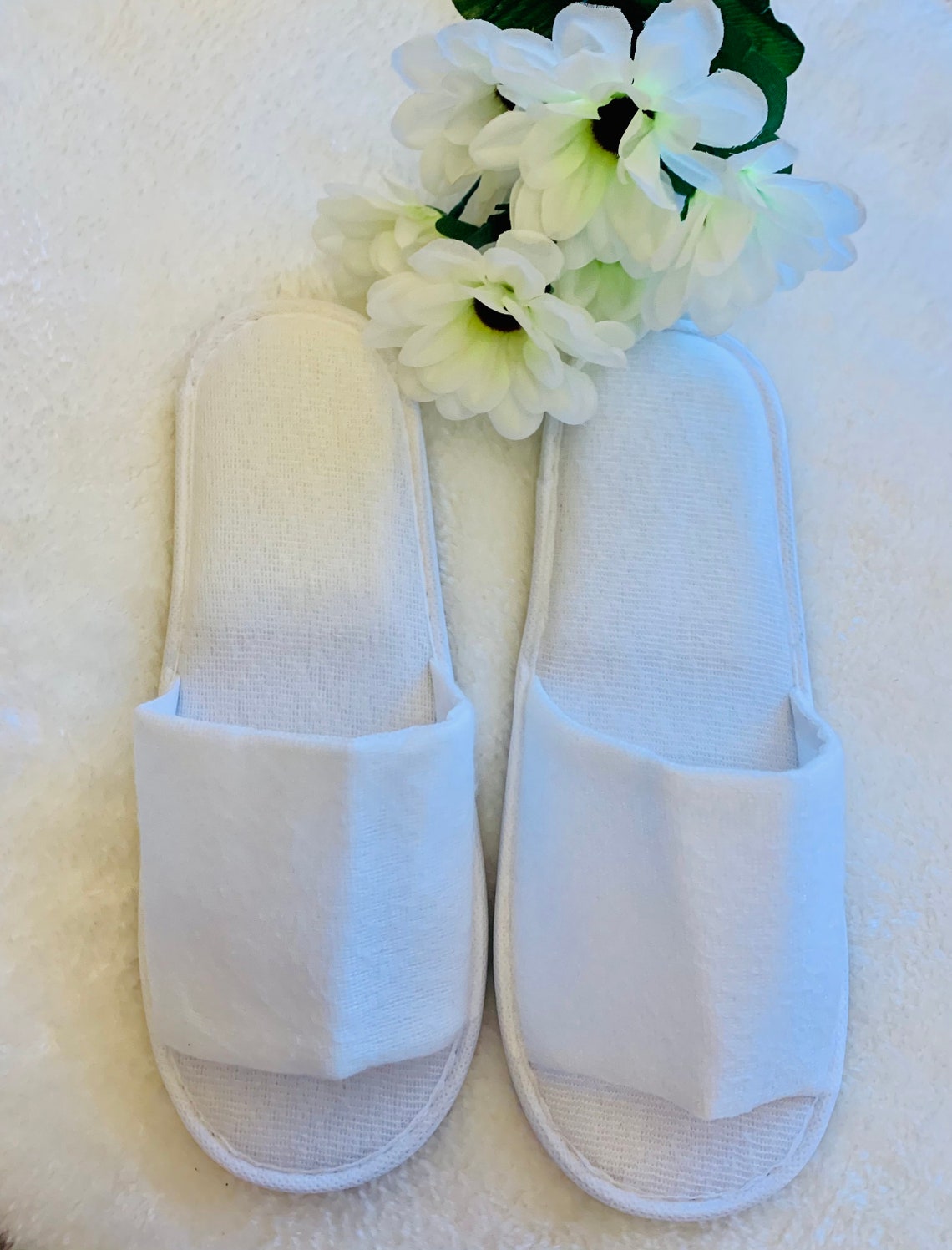 Personalised open toe white spa Slippers hot tub slippers hen Etsy