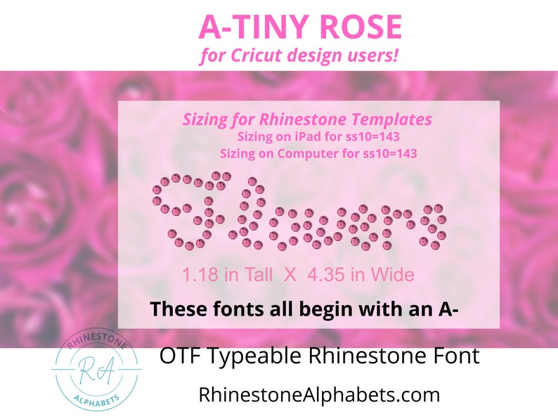 Pink Font Rhinestone Tiny Rose Cricut Sized Typeable Rhinestone Font - Etsy