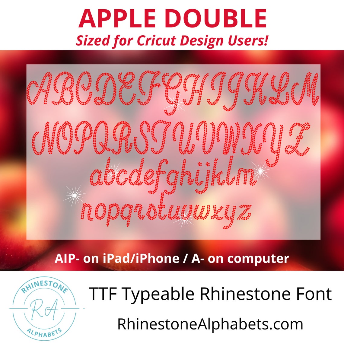 Typeable Images Apple Double A Cricut Sized Typeable Rhinestone Font - Etsy