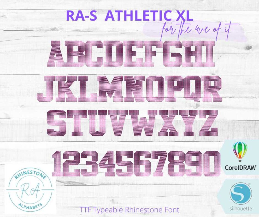 Cursive Red Athletic R RA-S Athletic XL Typeable Rhinestone Font - Etsy