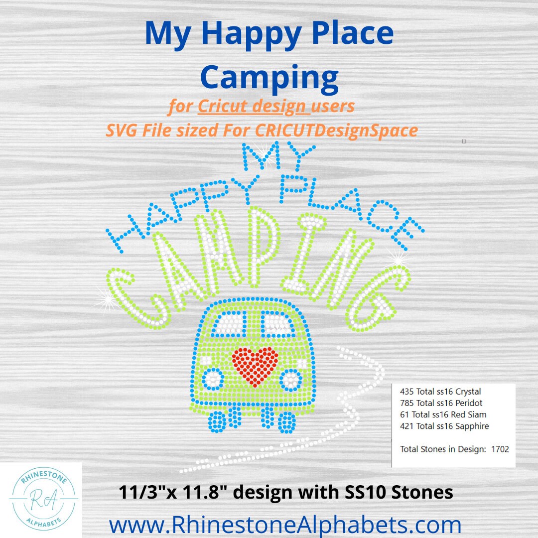 My Happy Place Camping SVG Cricut Rhinestone File Etsy