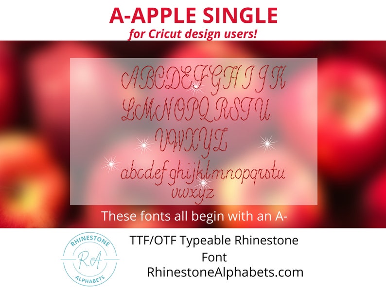 Applesingle:a Cricut Sized Typeable Rhinestone Font - Etsy