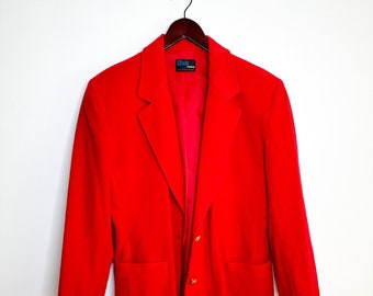 Blazer en laine et cachemire Chic-Pettites avec boutons dorés | Blazer en laine rouge vintage | Taille : 10 Blazer en laine | Blazer automne/hiver