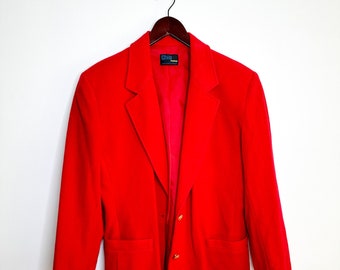 Chic-Pettites Wool  and Cashmere Blazer with Gold Buttons | Vintage Red Wool Blazer | Size: 10 wool Blazer | Fall/Winter Blazer