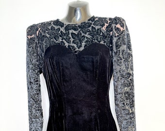 Orite Black Suede Cocktail Dress with Sheer Neckline Detail | Vintage Orite Dress | Little Black Dress |NYT DRESS| Size: 5/6 (S)