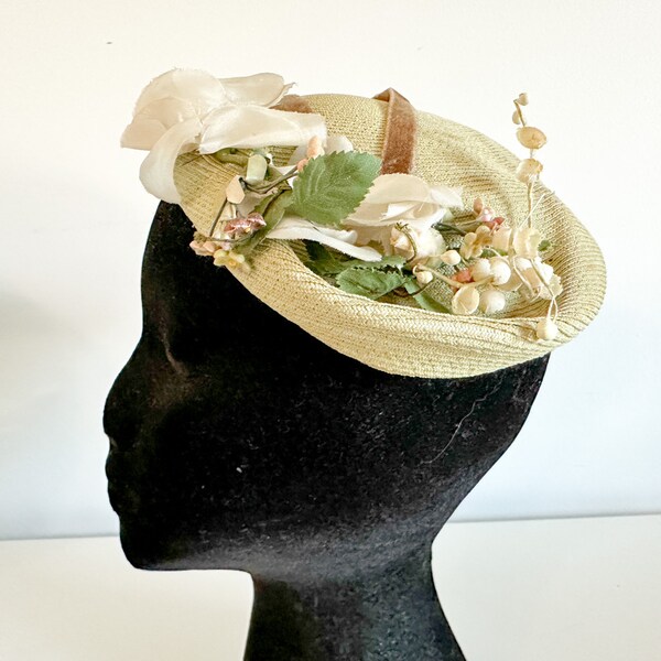 Vintage Green  Fascinator with Floral Detailing | Green Springtime Fascinator Hat | Easter Hat | Spring Hat