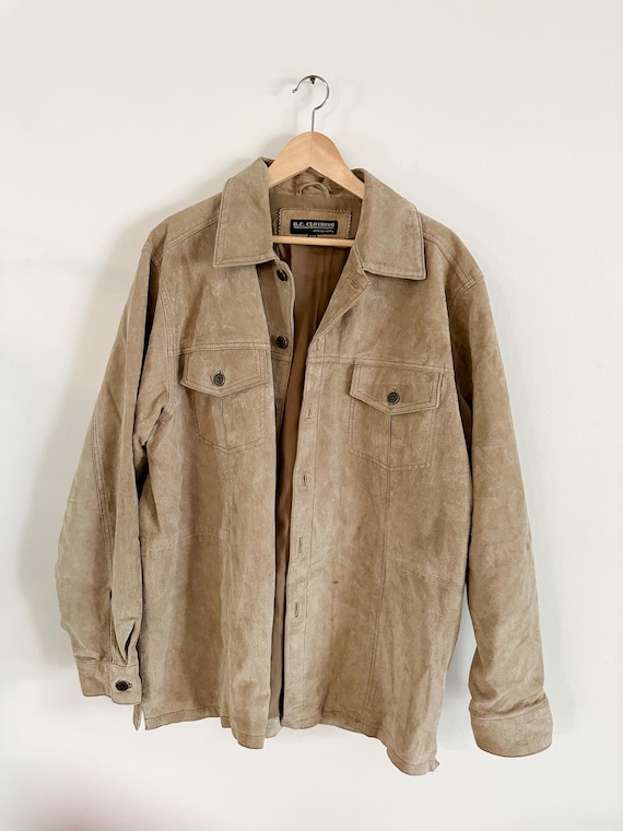 B.C. Clothing Suede Leather Button Front Leather Jacket