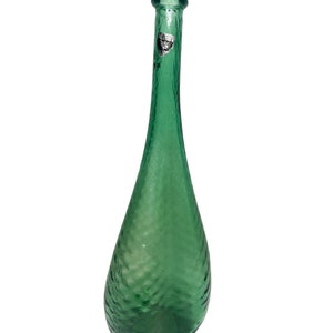 Vintage Empoli Green Florentine Glass Bottle