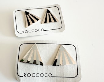 Clous d'oreilles cloisonnés des années 80 NWT | Clous d'oreilles Roccoco en émail avec remplissage en émail argenté