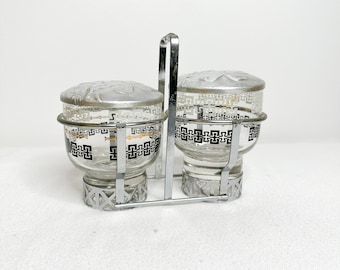 Vintage Libbey Condiment Set in Caddy | MCM Condiment Set | MidCentury Modern Kitchenware