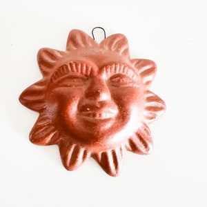 Vintage Wall Hanging Handmade Terracotta Sun with Face . image 2