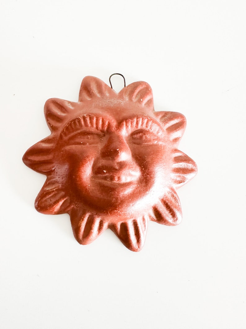 Vintage Wall Hanging Handmade Terracotta Sun with Face . image 2