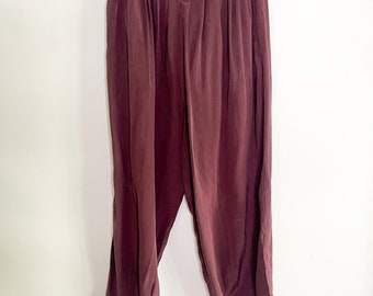 Vintage Marie Marconi Silk Ballon Burgundy Pants | Vintage Silk Pants