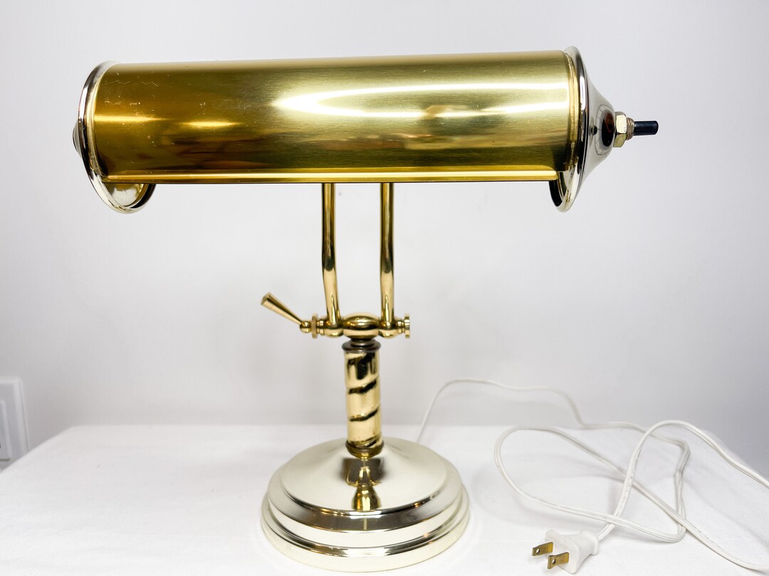 vintage brass bankers lamp