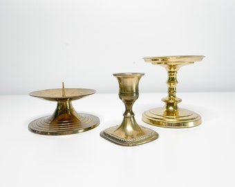 Lot of 3 Curated MCM Brass Candle Holders| Mix and Match Brass Candle Holders|