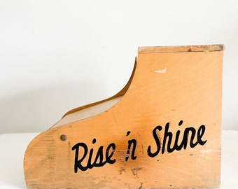 Rise 'N Shine Shoe Shine Box Vintage Wood Shoe Shine Box Gift for