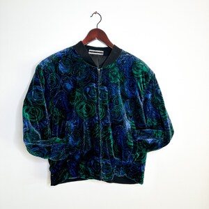 Vintage Collection International Floral Bomber Jacket Suede Bomber Jacket Size 14 LARGE image 2