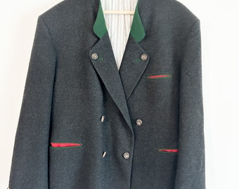 Vintage Original Tiroler Loden Double Breasted Blazer | Size: