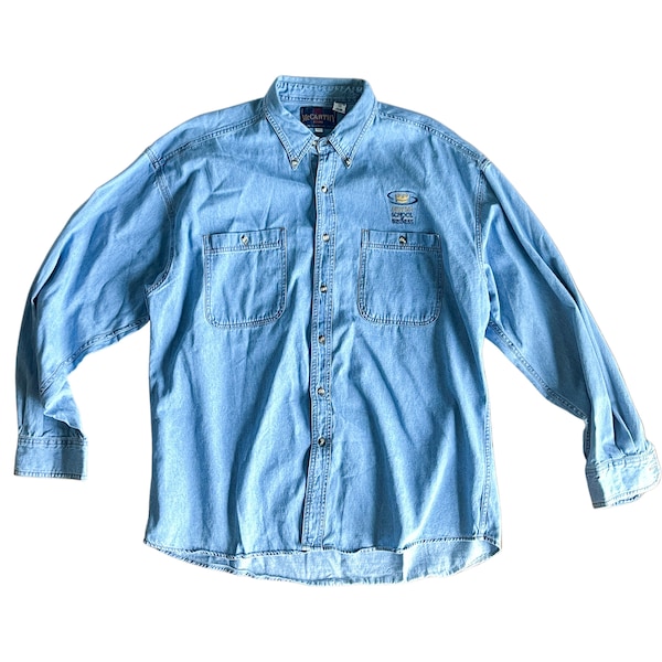 Vintage Queen's School of Business Denim Shirt| Denim shirt| Long sleeve Denim Shirt|