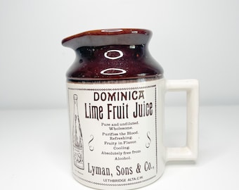 Dominica Lime Fruit Juice Advertising Ceramic Pitcher | Vintage Ceramic Pitcher|