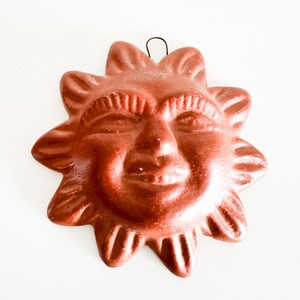 Vintage Wall Hanging Handmade Terracotta Sun with Face . image 1