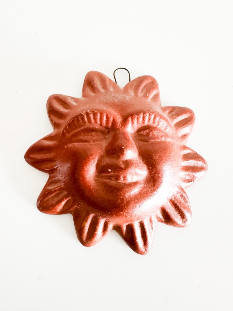 Vintage Wall Hanging Handmade Terracotta Sun with Face . image 1