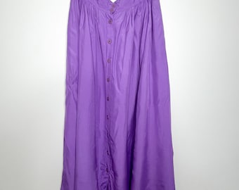 Vintage Tanjay Purple Skirt |  Vintage Button Front Skirt  | Plus size vintage skirt with pockets.