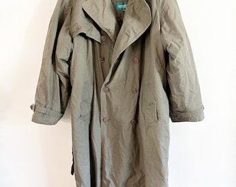 Vintage Cricketeer Khaki Fully Lined Trench Coat| Sizze: 44T | Plus Sized Trench Coat | Oversized Trench coat