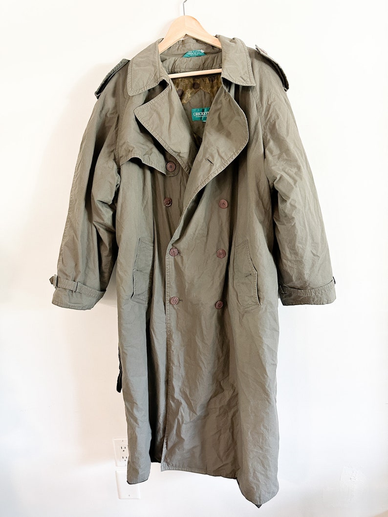 Vintage Cricketeer Khaki Fully Lined Trench Coat Sizze: 44T Plus Sized Trench Coat Oversized Trench coat image 1