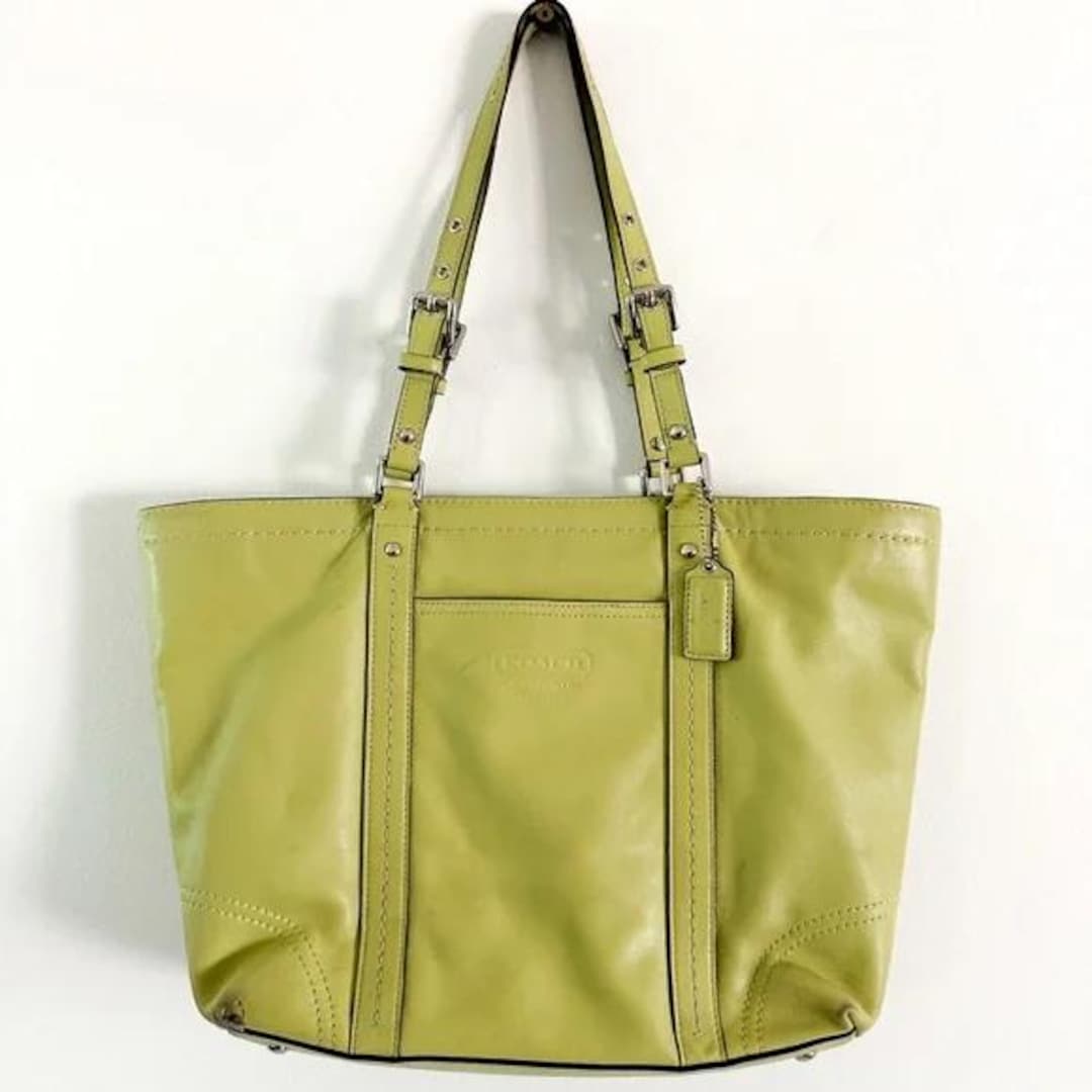 バッグ Vintage Coach Shoulder Tote Bag Green COACH GREEN PURSE HANDBAG SHOULDER TOTE DOUBLE HANDLE ZIP