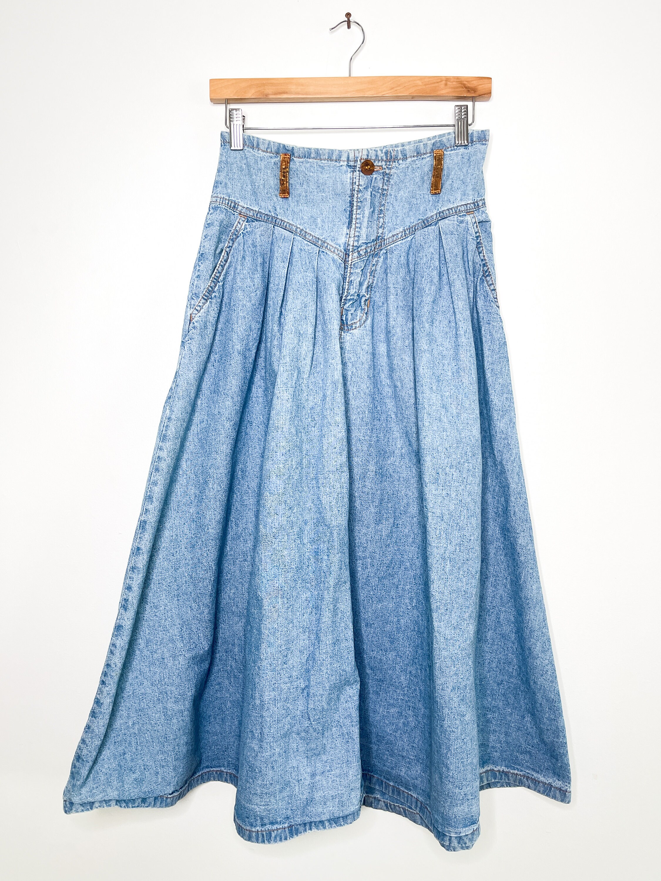 Vintage Hollywood Denim Skirt Vintage Denim Skirt Vintage Aline Denim