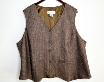 Evan Picone Suiting Vest | Brown Pin Striped Evan Picone Suiting Vest | Plus Size Vest | SIZE: 22W