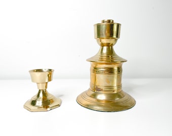 Lot of 2 Curated MCM Brass Candle Holders| Mix and Match Brass Candle Holders|