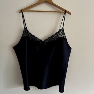 90s Vanity Fair Navy Blue Negligee Tank Top | Vintage Plus Size Vanity Fair Lingerie | Size: 3X
