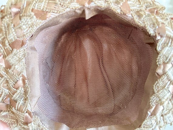Vintage Dusty Pink Garden Hat with Ruched Fabric … - image 7