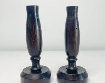 Pair of Hand Carved Wooden Tapered Candle holders | Tapered Candle Holders