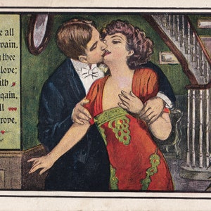 Carte postale antique Saint-Valentin Couples