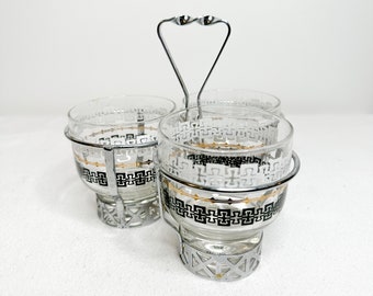 Vintage Libbey Condiment Set in Caddy | MCM Condiment Set |Set of three Condiment Holder| MidCentury Modern Kitchenware