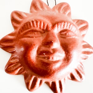 Vintage Wall Hanging Handmade Terracotta Sun with Face . image 5