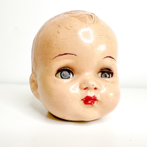 Antique 1900s Baby Doll Head | Halloween Decor Creepy Doll | Spooky Season Decor