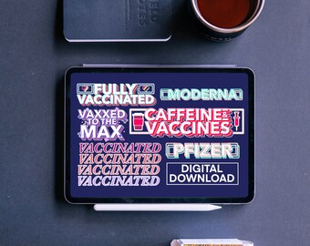 Vaccinated Digital Download Sticker Collection - 6 Sticker Set