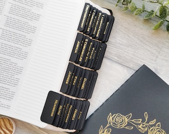 Elegant Black Bible Tabs - Gold, Silver or Rose Gold Foil