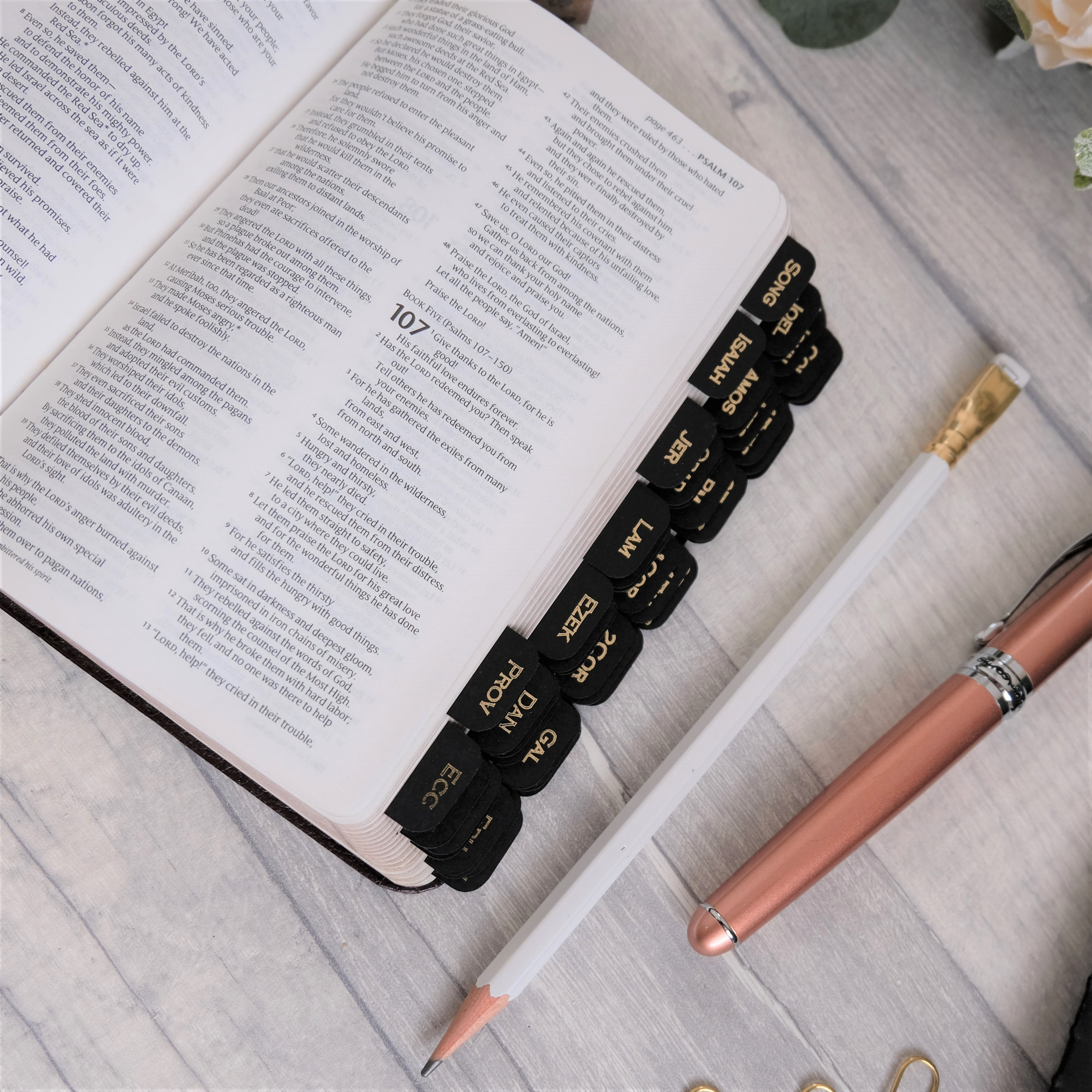 Small & Elegant Black and Gold Mini Bible Tabs Etsy