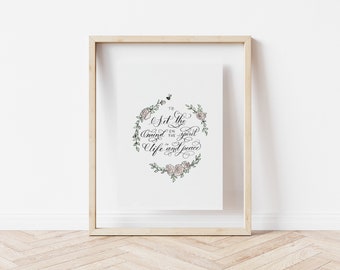 Life & Peace - Romans 8:6  - Watercolour Print