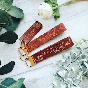 With God All Things Are Possible - Real Leather Key Fob