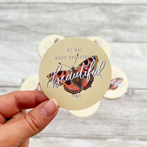 Beautiful In It’s Time - Waterproof Vinyl Butterfly Sticker - Bible journaling